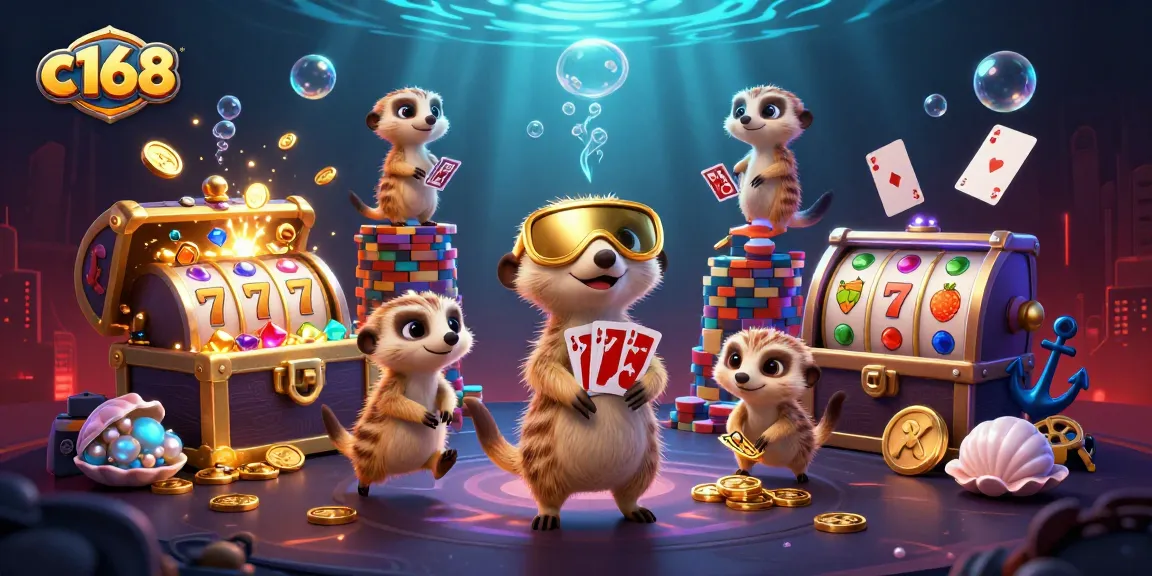 Engage in exciting gameplay at c168 with animated meerkats in a vibrant casino theme.