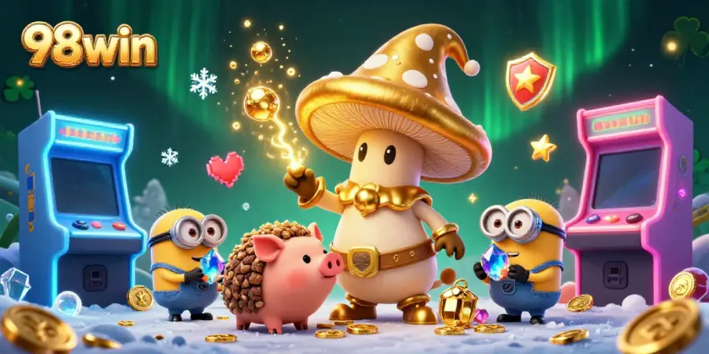 Experience the animated magic of 98win with mystical characters and vibrant gaming elements.