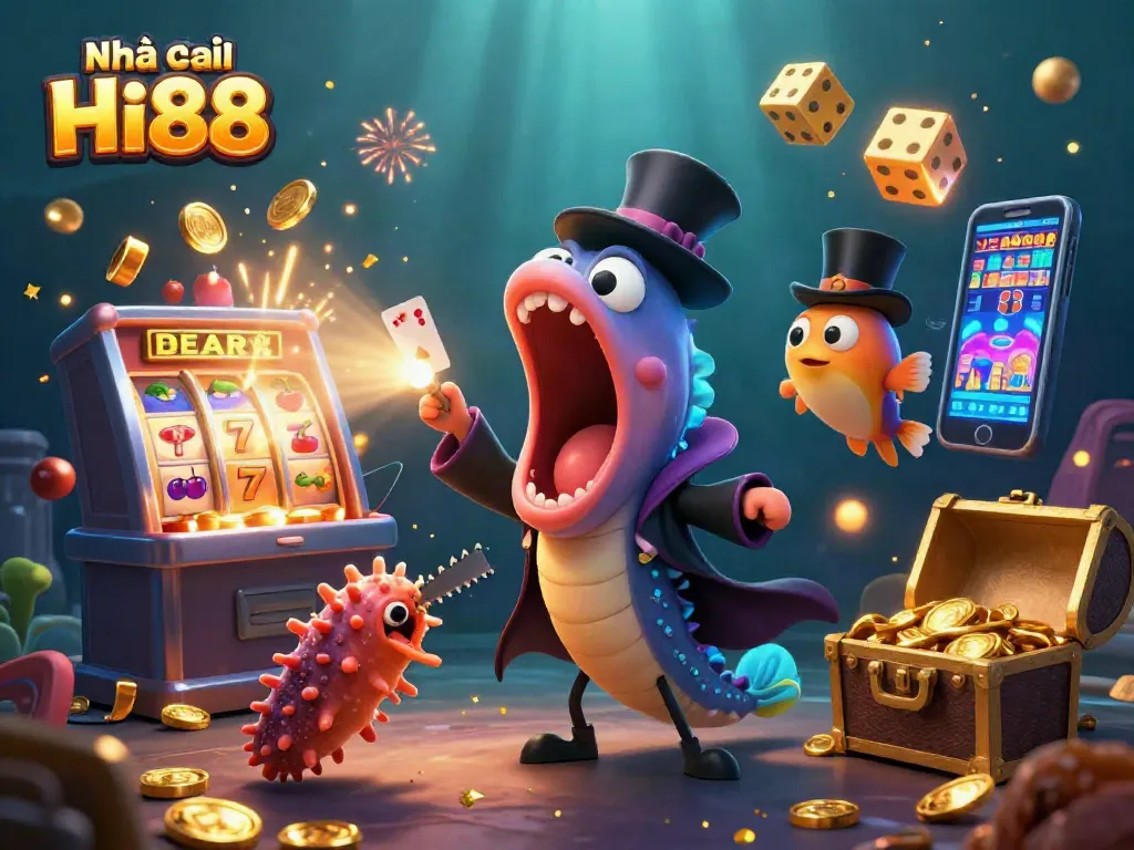 Engage with Nhà cái Hi88 through this vibrant 3D casino illustration showcasing thrilling gameplay.
