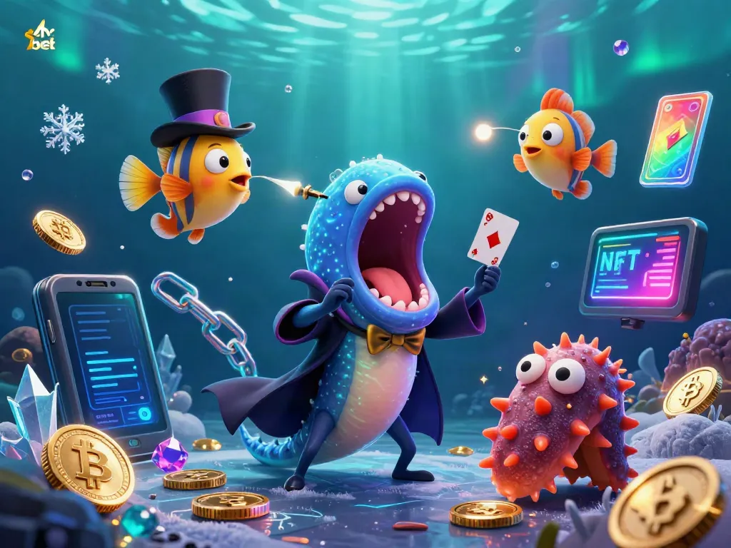 Experience the thrill of sh bet with a magical underwater scene featuring an eel magician and crypto coins.