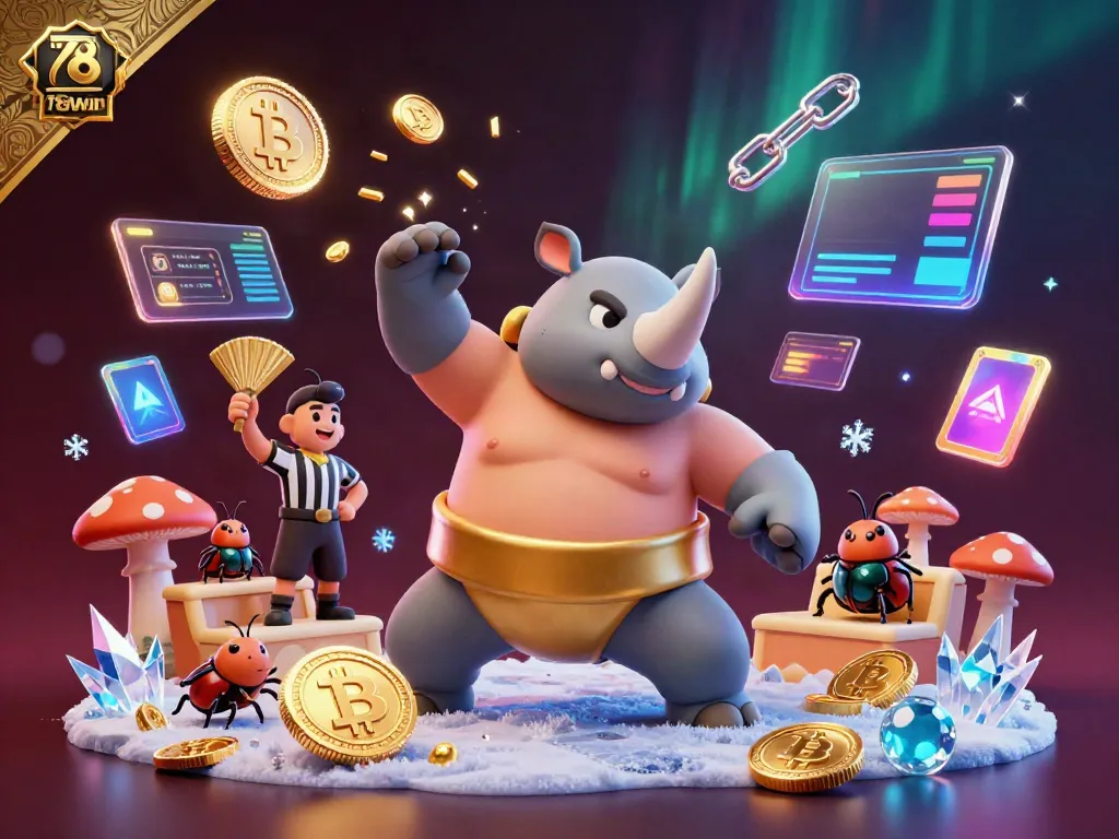 Experience the thrilling stomp of a sumo champion beetle at 78win, showering coins in a vibrant digital casino.