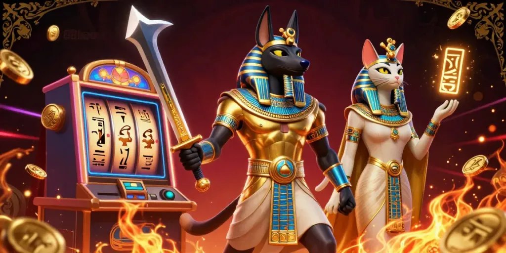 Experience the thrilling charm of 88kbet with ancient Egyptian warriors in a vibrant casino.