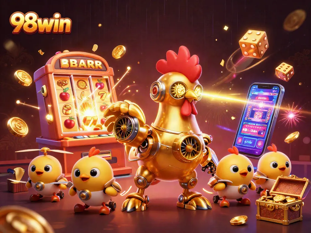 Engage with the vibrant world of 98win in a colorful casino environment featuring dynamic game elements.