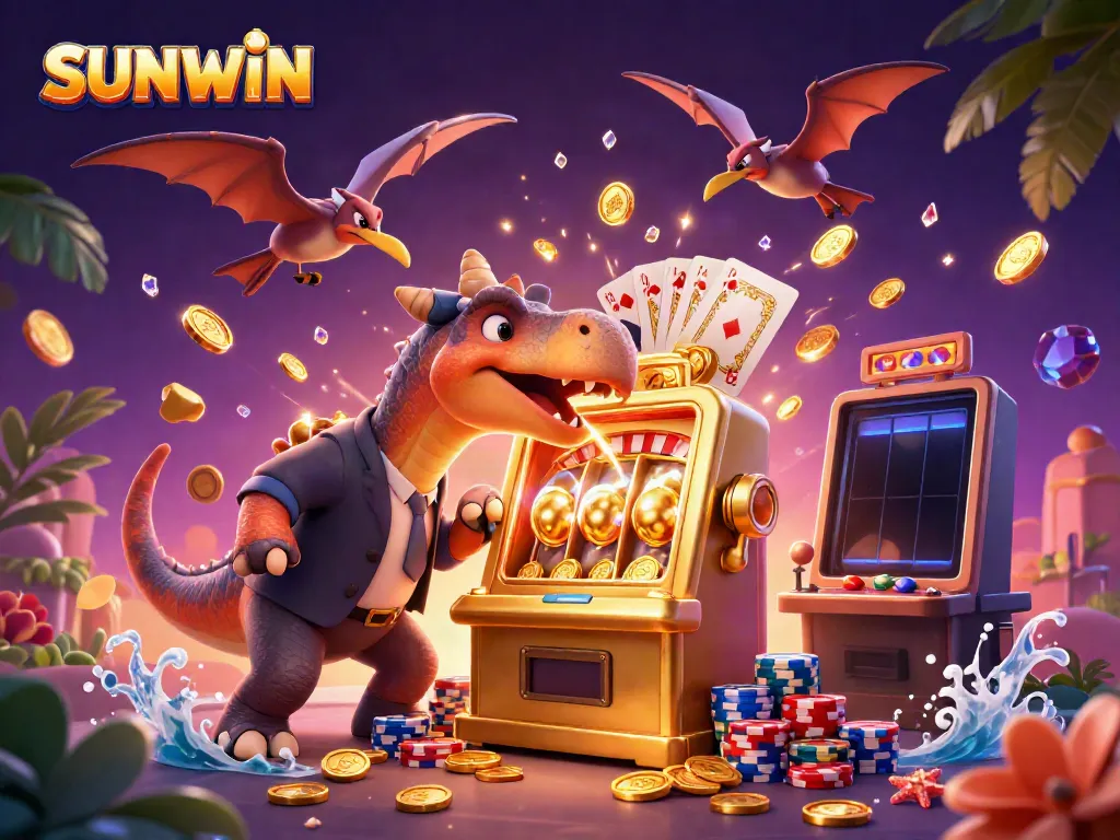 SUNWIN showcases a pachycephalosaurus activating a jackpot, capturing dynamic casino excitement