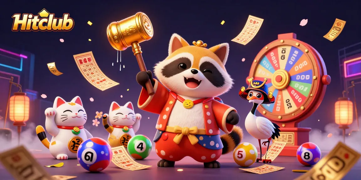 Experience thrilling casino action with Hitclub as a tanuki and friends celebrate winning moments.