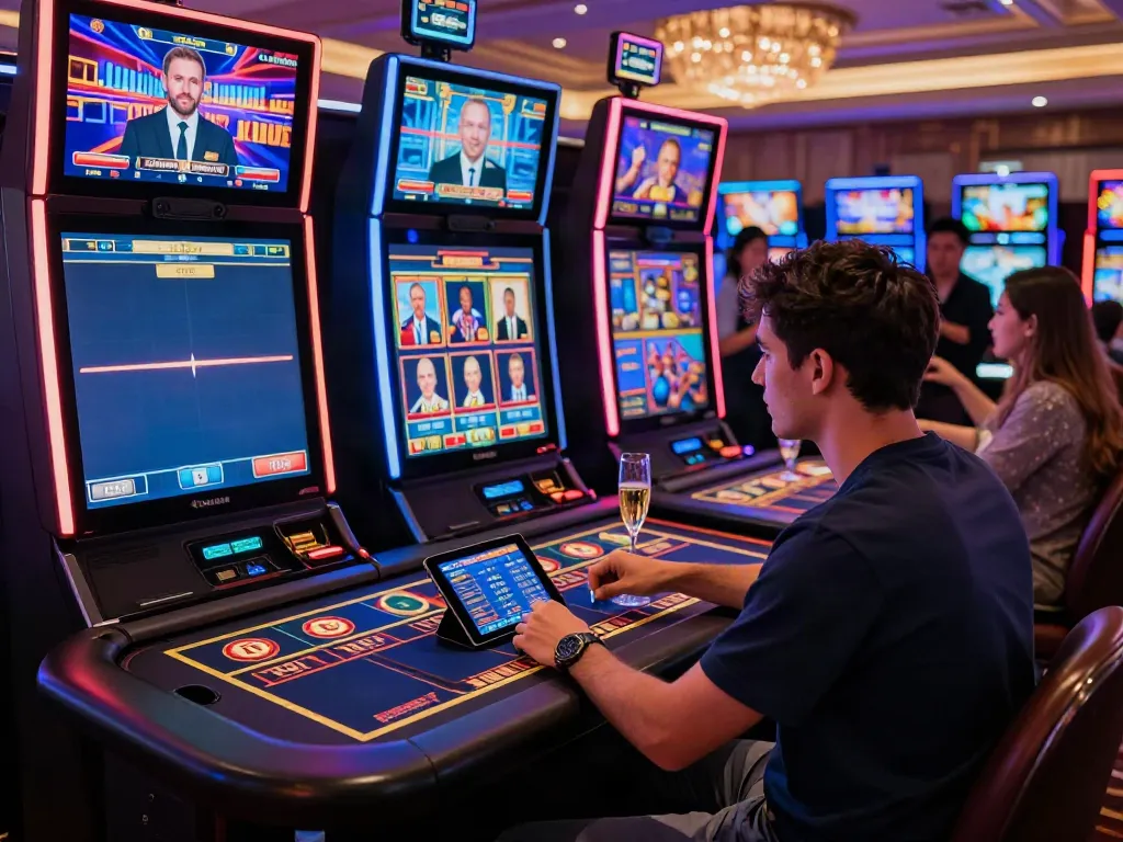 Immersive vin88 online gaming experience with vibrant casino atmosphere and excited players.