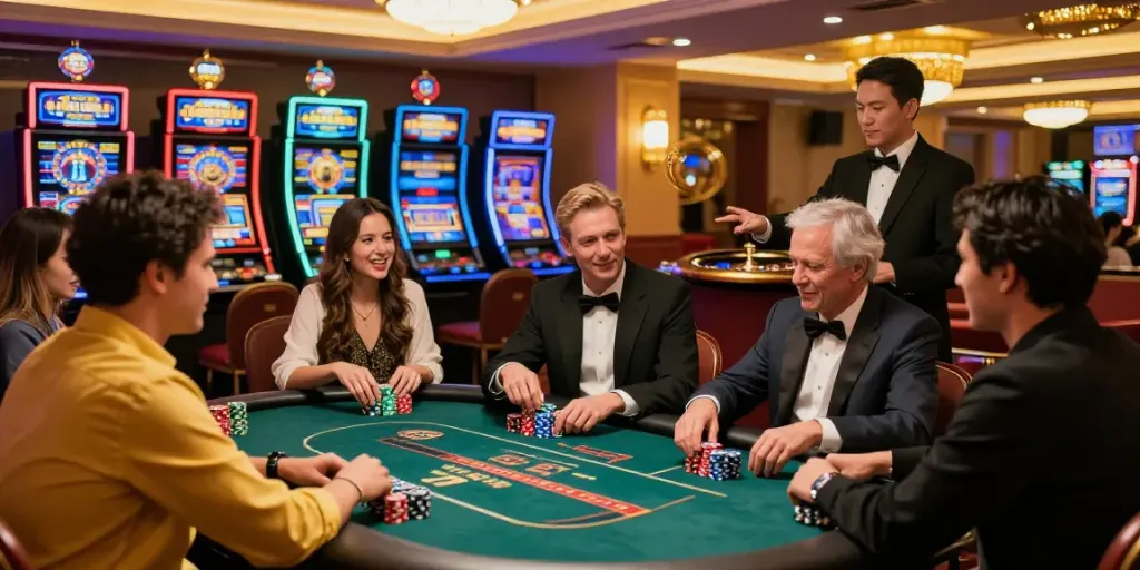 Best non GamStop casinos UK vibrant interior with players enjoying games