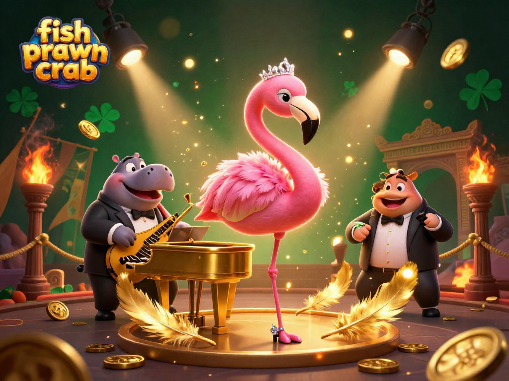 Engage with the vibrant fish prawn crab scene featuring lively casino characters surrounded by dynamic gaming elements.