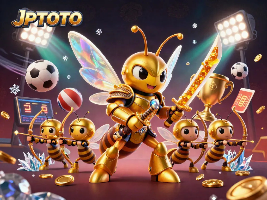 Experience JPTOTO by placing bets with vibrant sports elements in a lavish, dynamic scene.