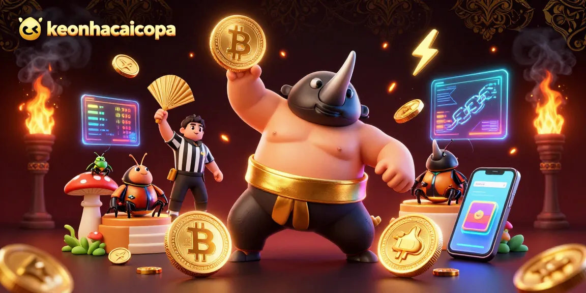 Experience keonhacaicopa thrills with a dynamic casino scene featuring a rhinoceros beetle sumo champion.