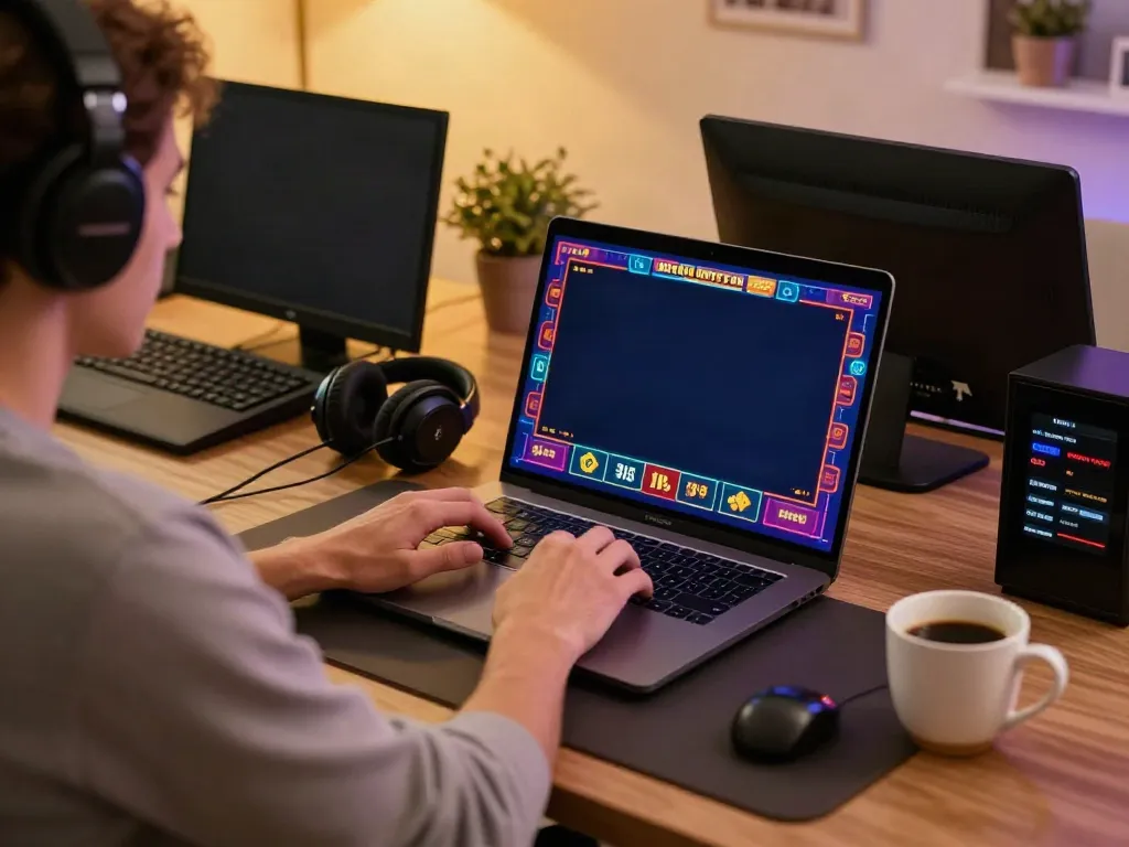 Engaging home office gaming setup showcasing best non gamstop casinos UK experience.