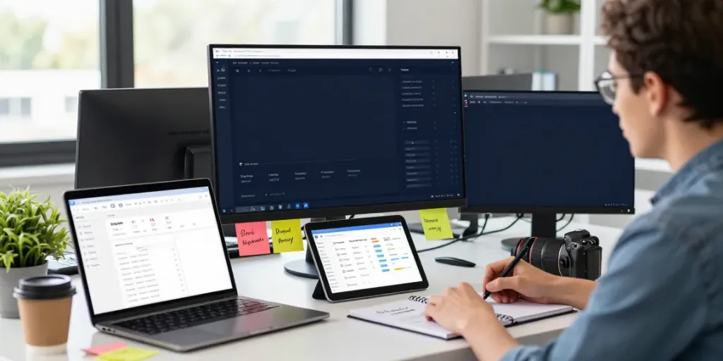 SEO specialist analyzing performance data for instant indexing in a modern workspace