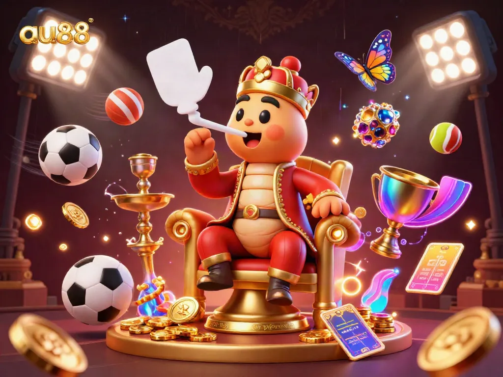 Experience thrilling bets at au88 with a vibrant scene featuring a caterpillar master amidst dynamic sports elements.