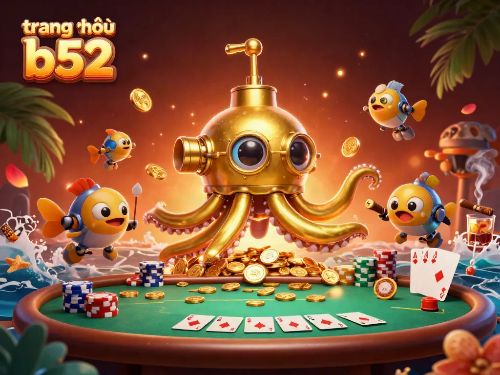 Experience excitement on trang chủ b52 with the golden kraken submarine amidst vibrant casino action.