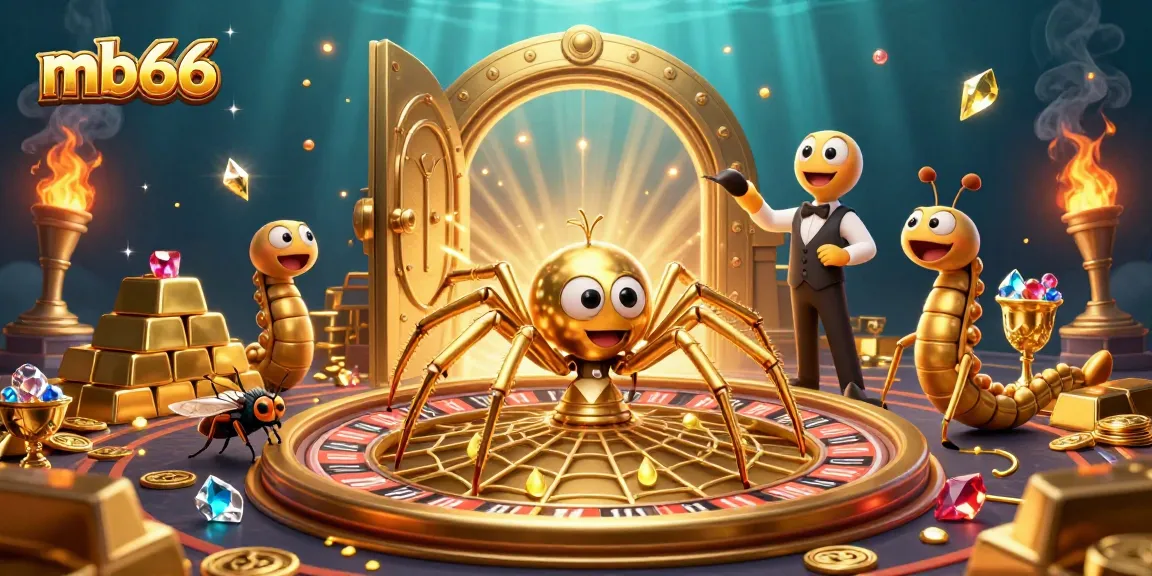 Spin the roulette with mb66's 3D spider web, discover vibrant casino treasures in an engaging illustration.