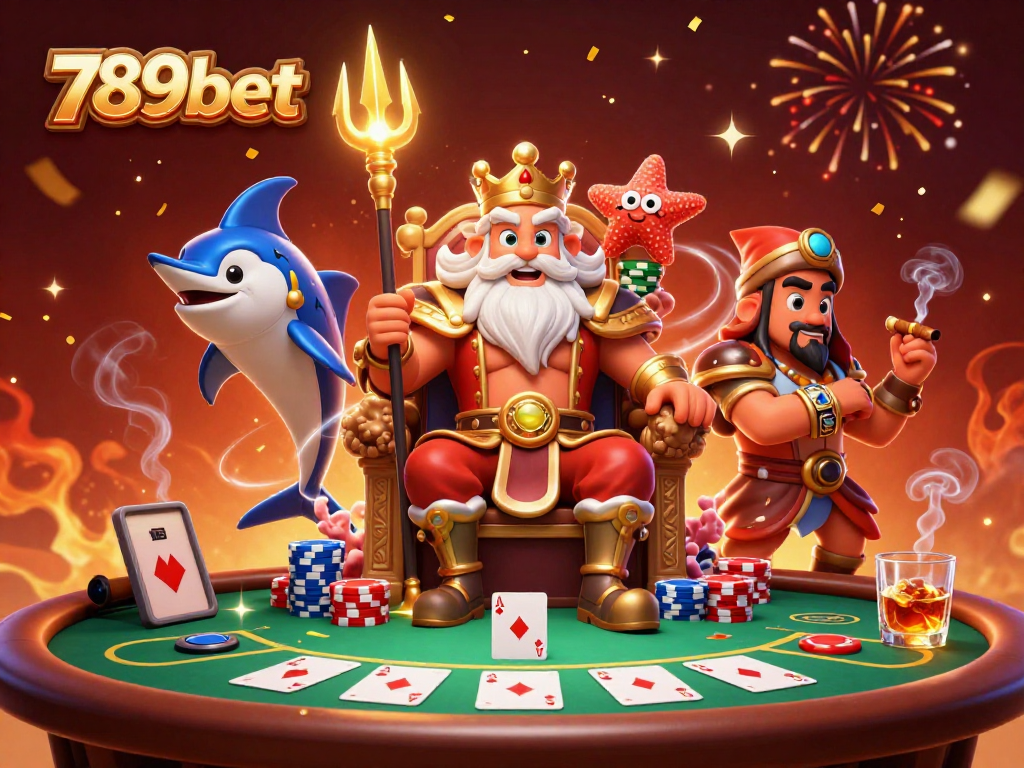 Engage in thrilling gaming adventures with 789bet featuring Neptune and vibrant casino elements.