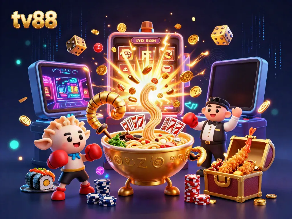 Experience the thrill of betting in a vibrant tv88 casino scene with animated characters and dynamic elements.