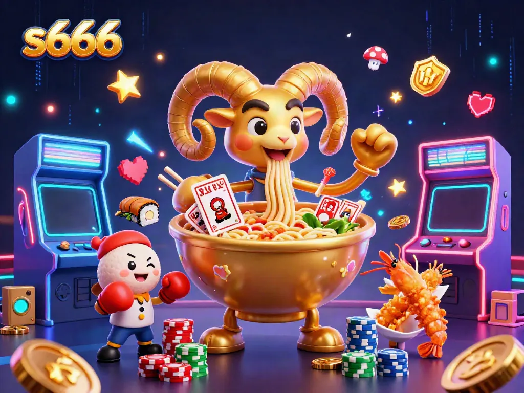 Experience the exciting world of s666 with a vibrant 3D casino scene featuring unique characters and gaming elements
