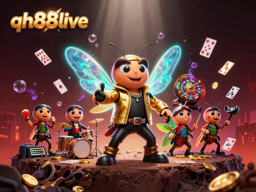 Engage in winning strategies at qh88live with a dynamic casino-themed illustration showcasing vibrant characters and exciting elements.