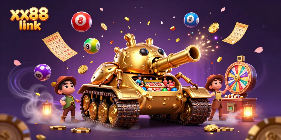 Experience the excitement of gambling with the xx88 link in this vibrant, animated casino illustration.