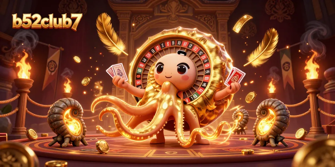 Join the excitement at b52club7, where a giant nautilus spins a roulette wheel surrounded by glowing treasures.