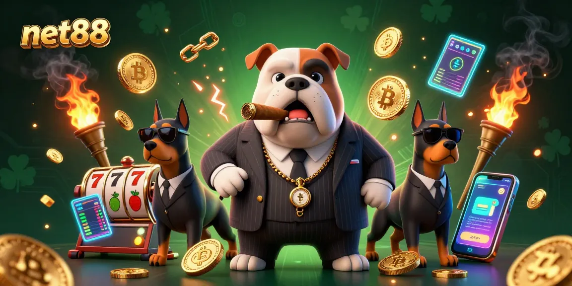 Play exciting slot games at net88 with a mafia boss bulldog and bodyguard Dobermans.