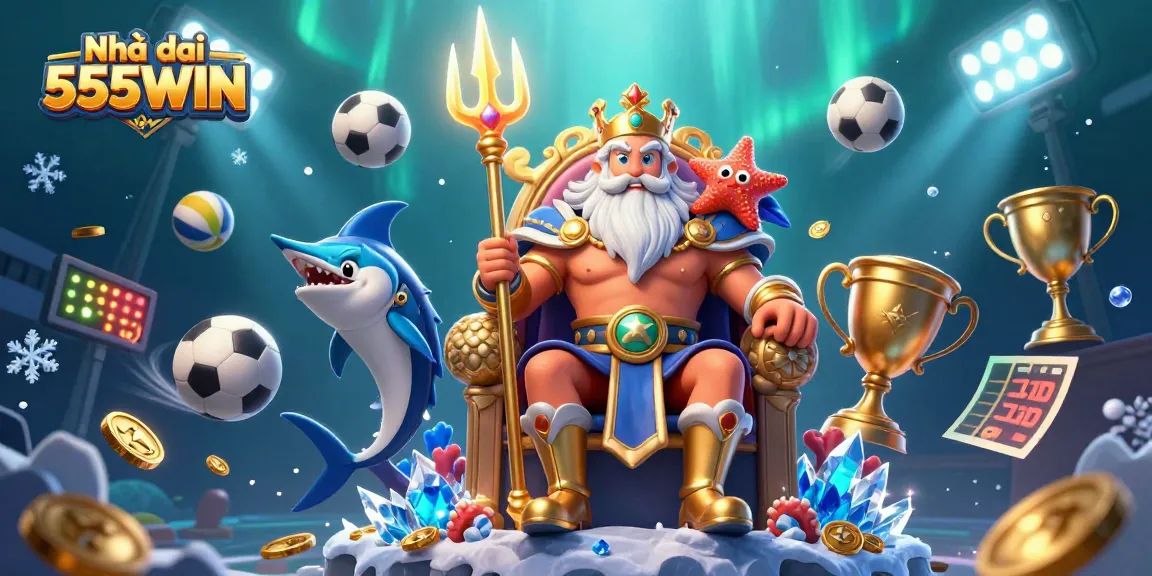 Engage with Nhà cái 555WIN's vibrant gambling universe through a captivating underwater casino scene.