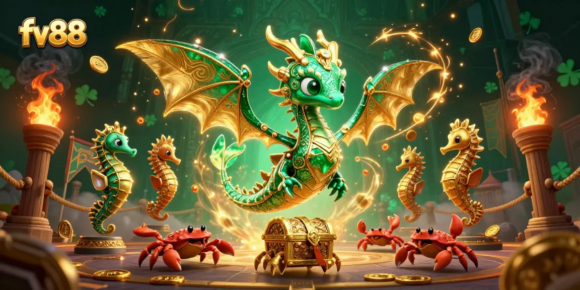 Bet on fv88 for exciting wins with an emerald sea dragon and golden treasures!
