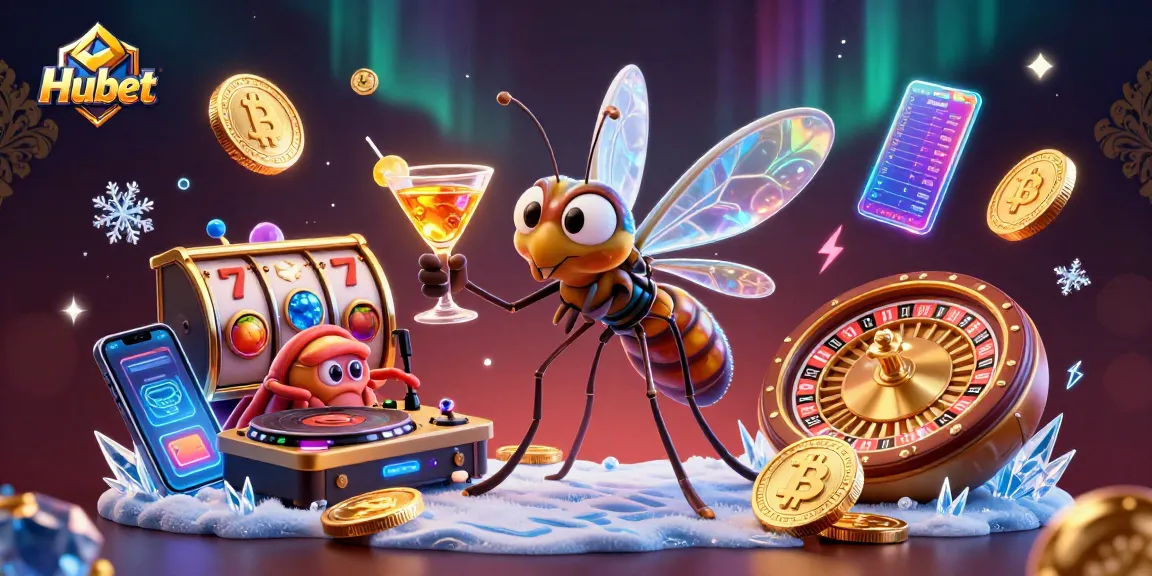 Engage with Hubet casino vibes in a lively 3D illustration showcasing vibrant characters and gaming elements.