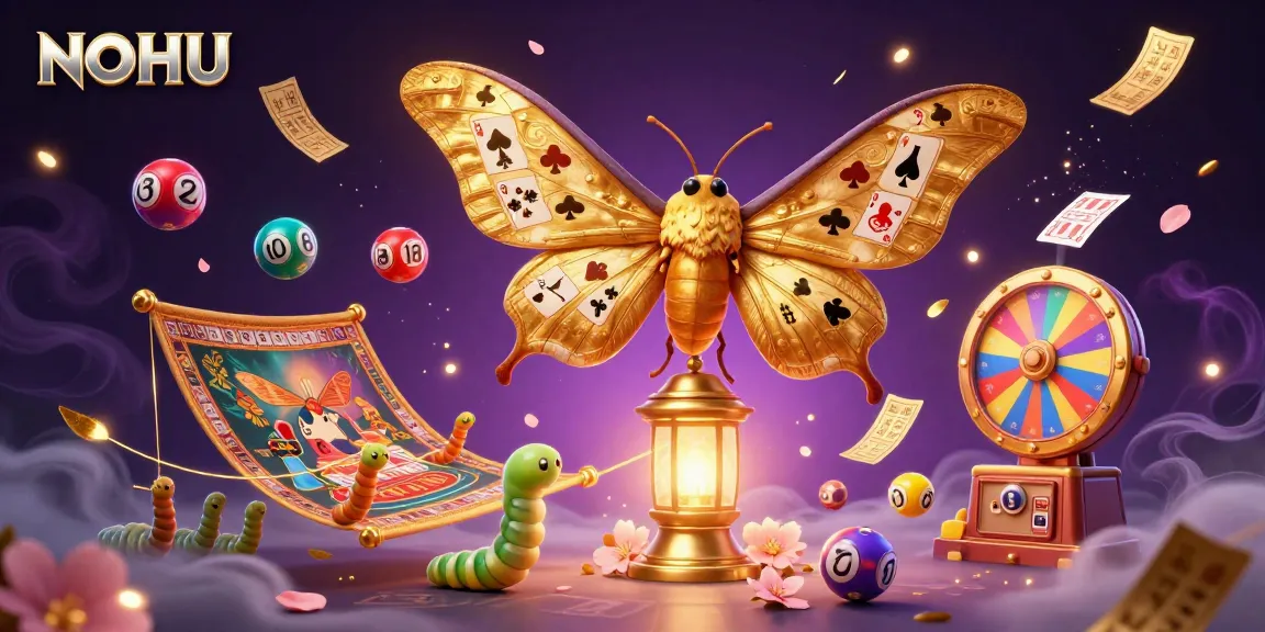 Engage with NOHU’s vibrant casino fantasy featuring an atlas moth and dynamic lottery elements.