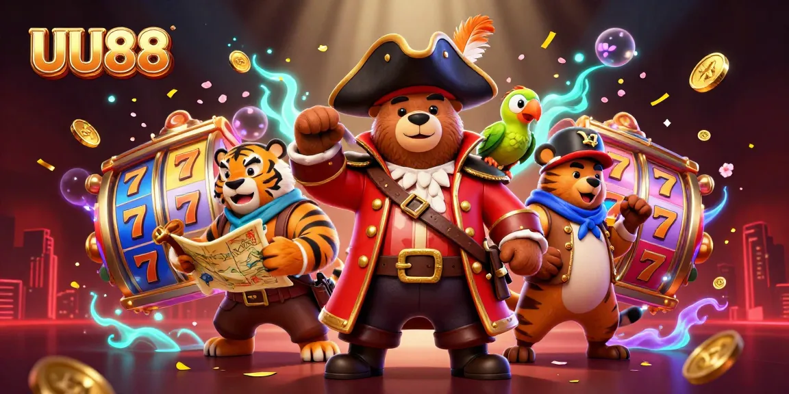 Join the excitement at UU88 with a vibrant scene of a pirate adventure featuring captivating casino elements.