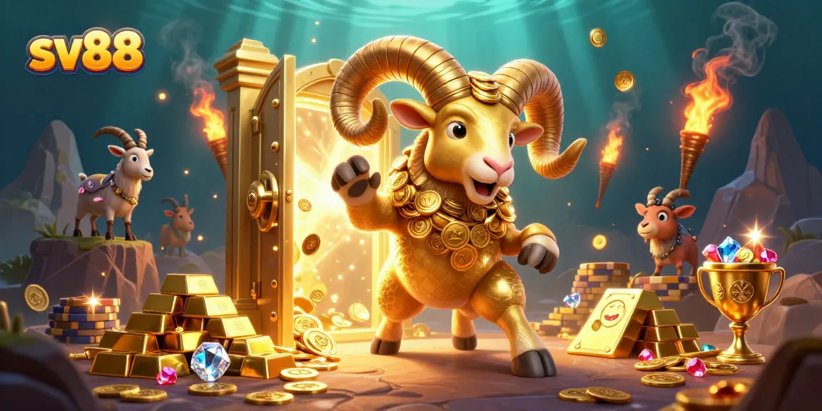 Experience the excitement of sv88 with a charging golden ram, treasures, and dynamic gaming elements.